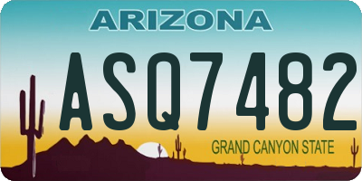 AZ license plate ASQ7482