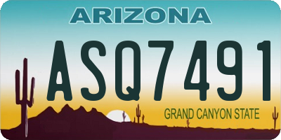 AZ license plate ASQ7491