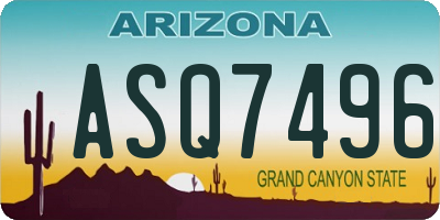 AZ license plate ASQ7496