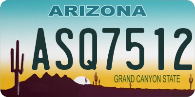 AZ license plate ASQ7512