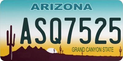 AZ license plate ASQ7525