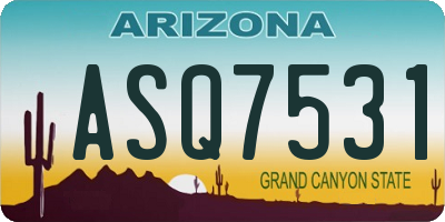 AZ license plate ASQ7531