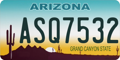 AZ license plate ASQ7532
