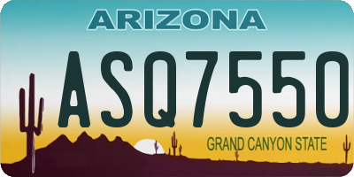 AZ license plate ASQ7550