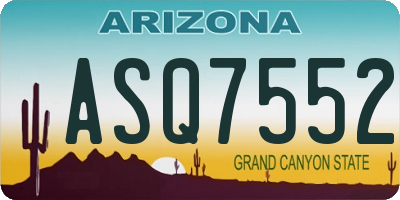 AZ license plate ASQ7552