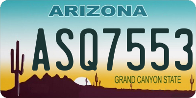 AZ license plate ASQ7553