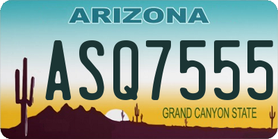 AZ license plate ASQ7555