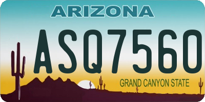 AZ license plate ASQ7560