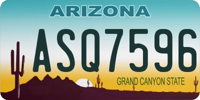 AZ license plate ASQ7596