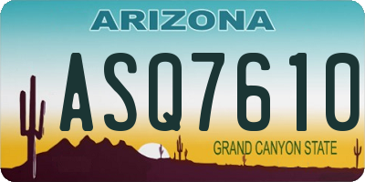 AZ license plate ASQ7610