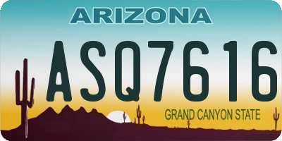 AZ license plate ASQ7616