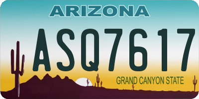 AZ license plate ASQ7617
