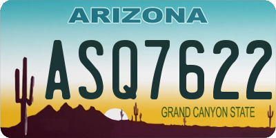AZ license plate ASQ7622