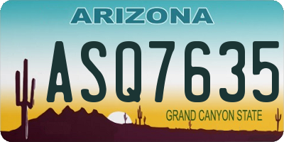 AZ license plate ASQ7635