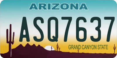 AZ license plate ASQ7637
