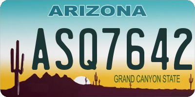 AZ license plate ASQ7642