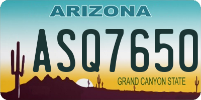 AZ license plate ASQ7650