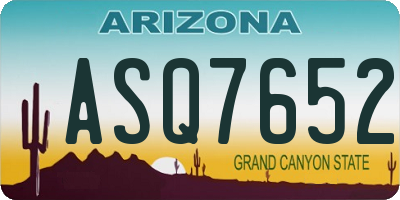 AZ license plate ASQ7652