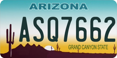 AZ license plate ASQ7662