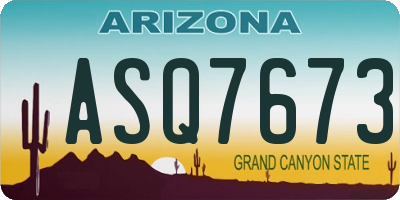 AZ license plate ASQ7673