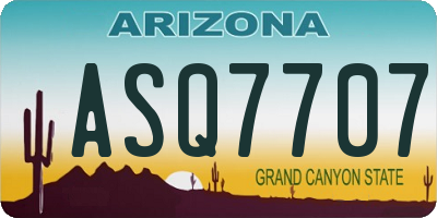 AZ license plate ASQ7707