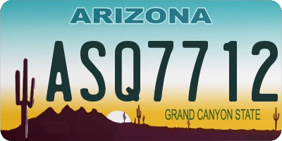 AZ license plate ASQ7712