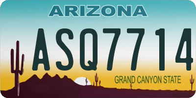 AZ license plate ASQ7714
