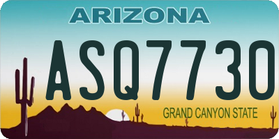 AZ license plate ASQ7730