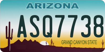 AZ license plate ASQ7738