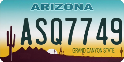 AZ license plate ASQ7749