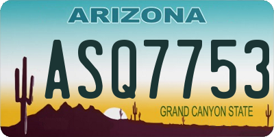 AZ license plate ASQ7753