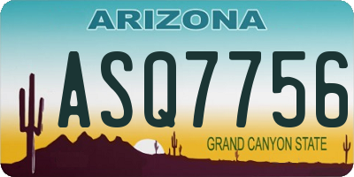 AZ license plate ASQ7756