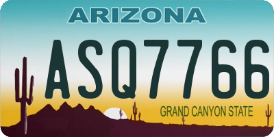 AZ license plate ASQ7766