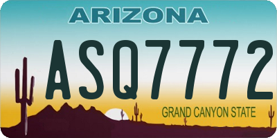 AZ license plate ASQ7772