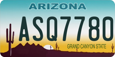 AZ license plate ASQ7780
