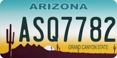 AZ license plate ASQ7782