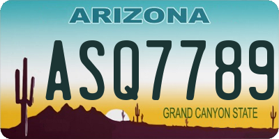 AZ license plate ASQ7789