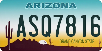 AZ license plate ASQ7816