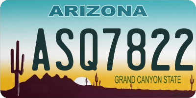 AZ license plate ASQ7822