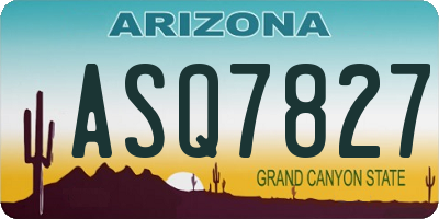 AZ license plate ASQ7827