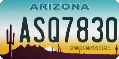 AZ license plate ASQ7830