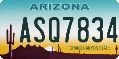 AZ license plate ASQ7834