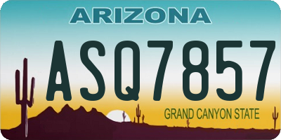AZ license plate ASQ7857