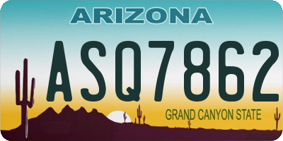 AZ license plate ASQ7862