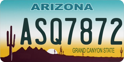 AZ license plate ASQ7872