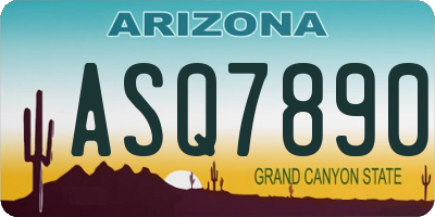 AZ license plate ASQ7890