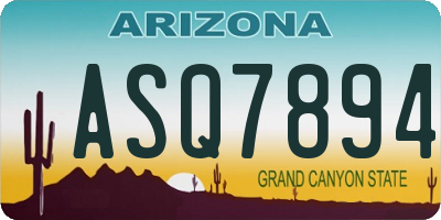 AZ license plate ASQ7894