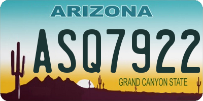 AZ license plate ASQ7922