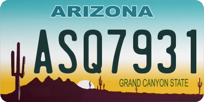 AZ license plate ASQ7931