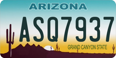 AZ license plate ASQ7937